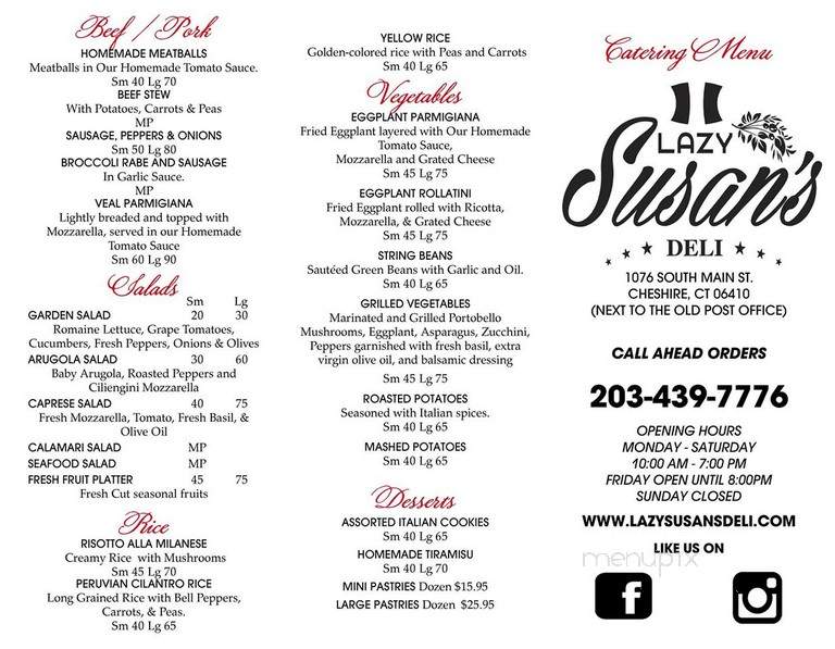 Lazy Susan's Deli - Cheshire, CT menu_pic