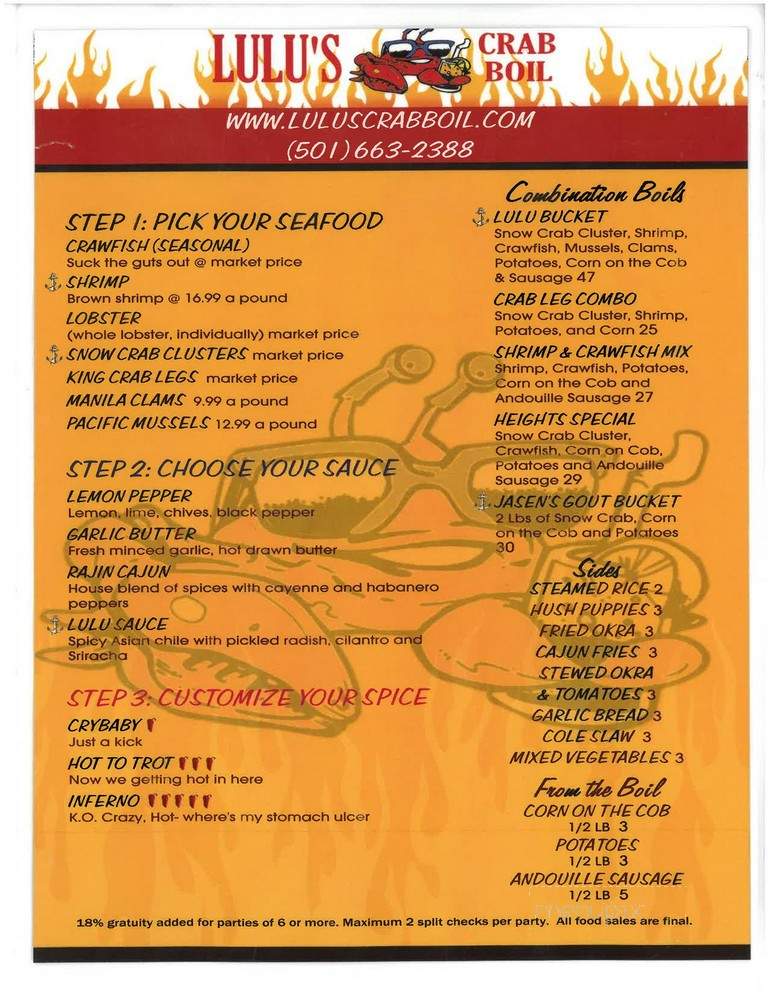 Lulu's Crab Boil - Little Rock, AR menu_pic