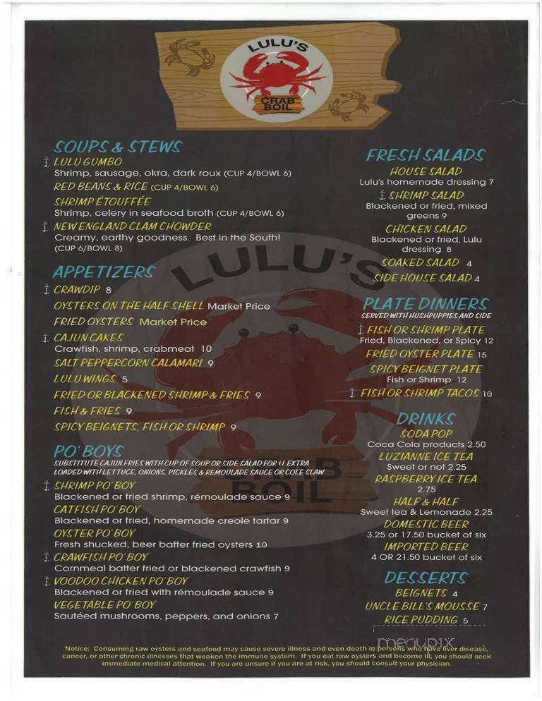 Lulu's Crab Boil - Little Rock, AR menu_pic