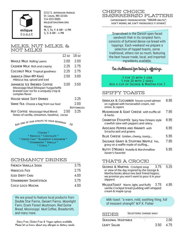 Milque Toast Bar - Saint Louis, MO menu_pic
