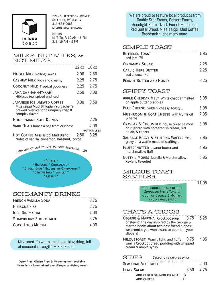 Milque Toast Bar - Saint Louis, MO menu_pic