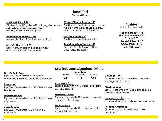Munkabeans Coffeehouse - Shakopee, MN menu_pic