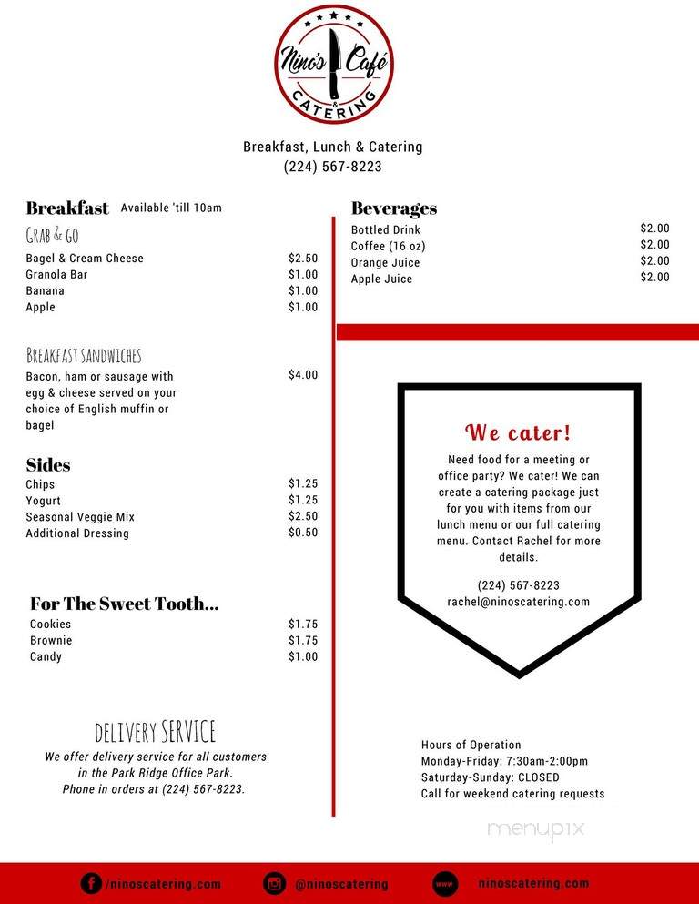 Nino's Cafe & Catering - Park Ridge, IL menu_pic