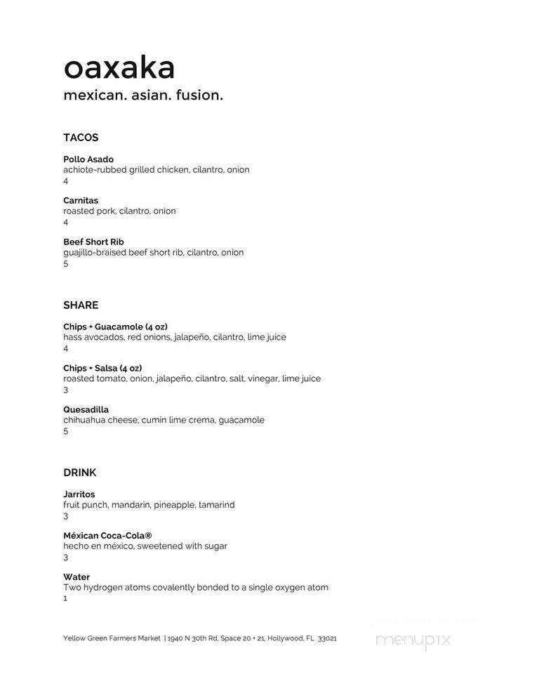 Oaxaka - Hollywood, FL menu_pic