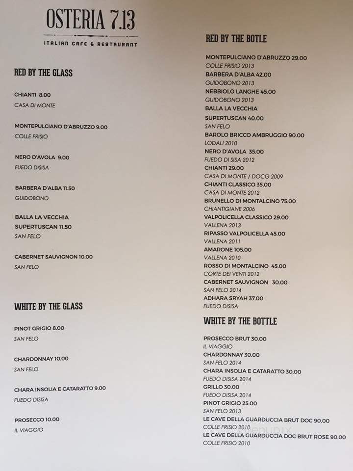 Osteria 7.13 - Sarasota, FL menu_pic
