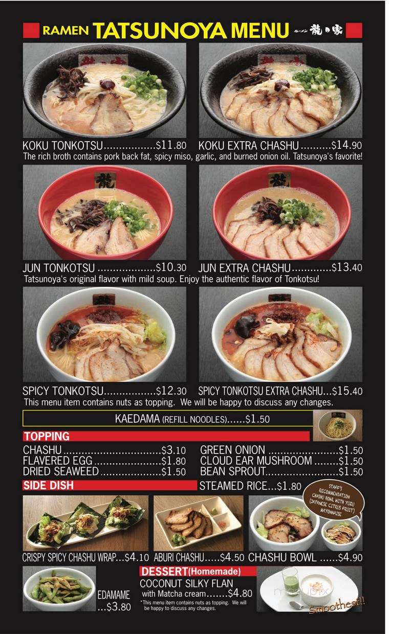 Ramen Tatsunoya - Pasadena, CA menu_pic