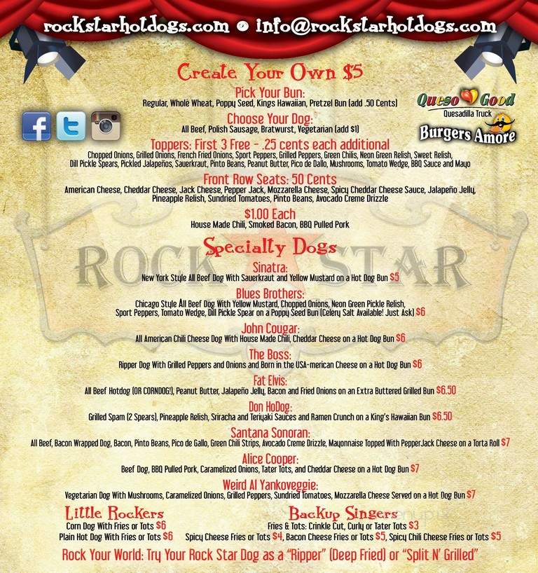 Rockstar Hot Dog Food Truck - Scottsdale, AZ menu_pic