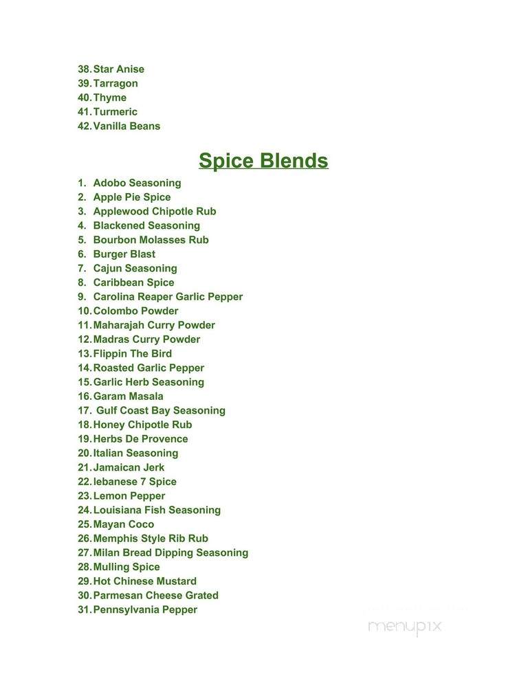 Seven Seas: Spices, Oils, & Teas - Plainfield, CT menu_pic