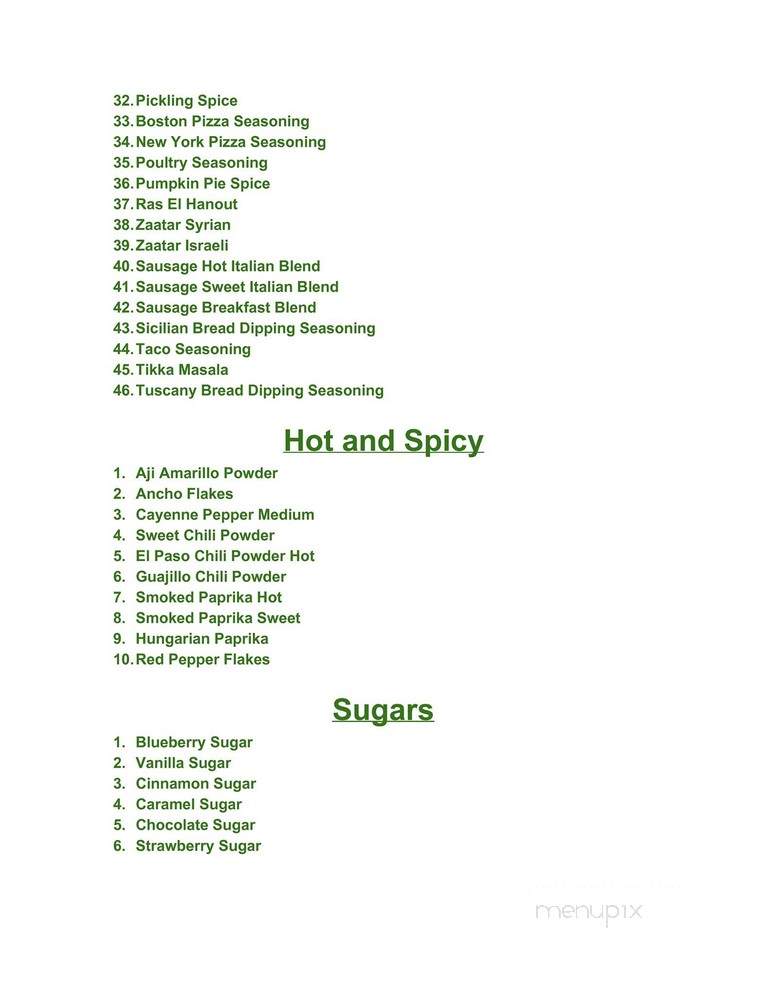 Seven Seas: Spices, Oils, & Teas - Plainfield, CT menu_pic