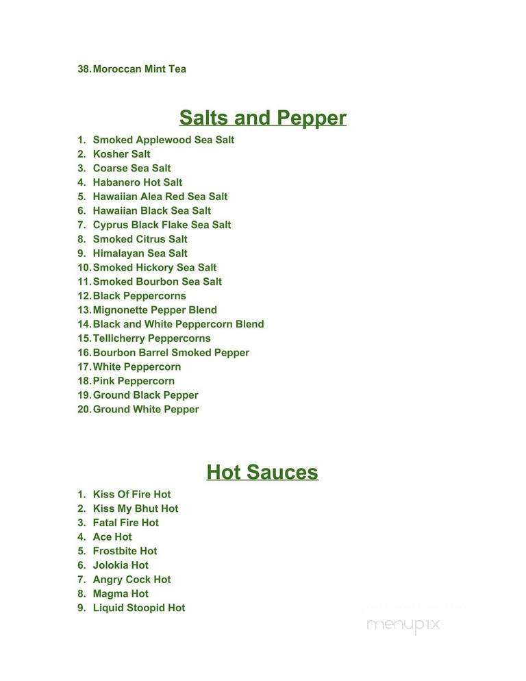 Seven Seas: Spices, Oils, & Teas - Plainfield, CT menu_pic