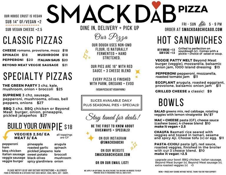 Smack Dab - Chicago, IL menu_pic