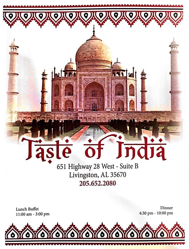 Taste of India - Livingston, AL menu_pic