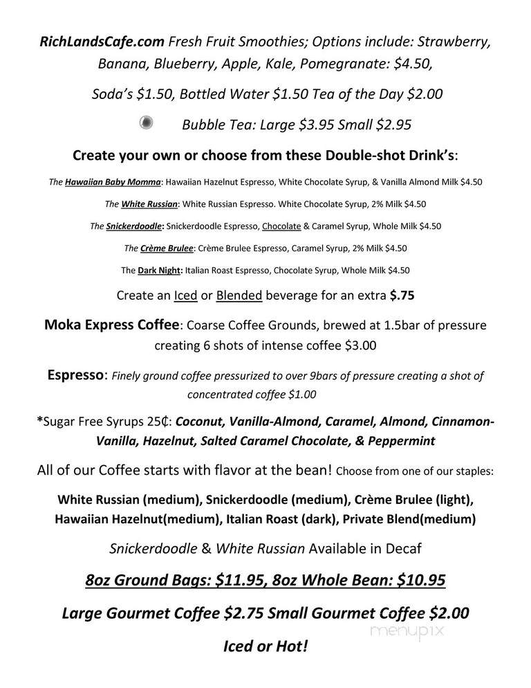 The Communication Cafe - Richlands, VA menu_pic