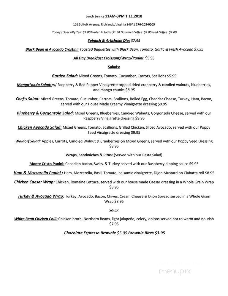 The Communication Cafe - Richlands, VA menu_pic