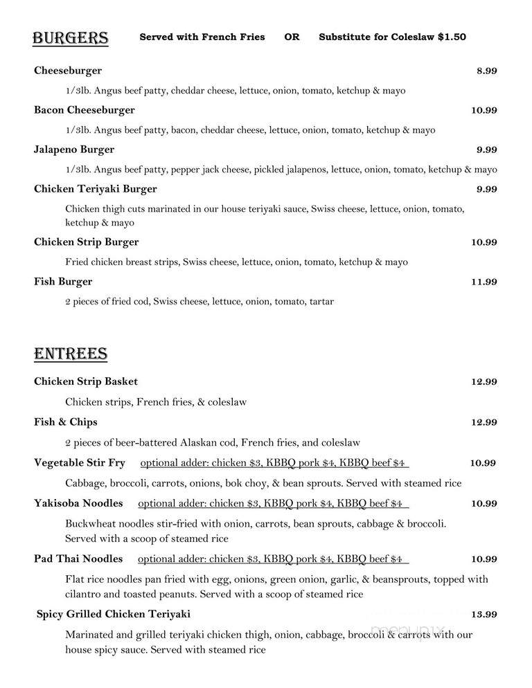 The Logs Restaurant - White Salmon, WA menu_pic