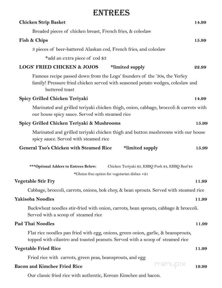 The Logs Restaurant - White Salmon, WA menu_pic