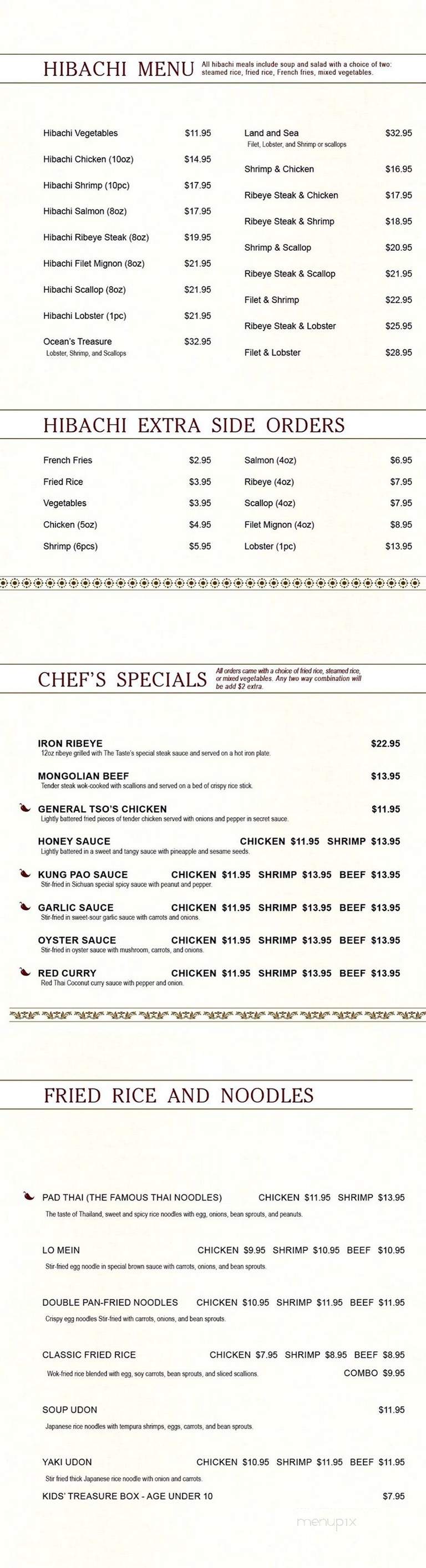 The Taste Asian Bistro - Summerville, SC menu_pic
