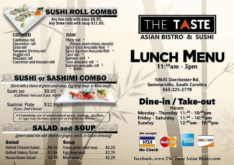 The Taste Asian Bistro - Summerville, SC menu_pic