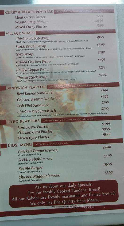 Village Kabob - Reisterstown, MD menu_pic