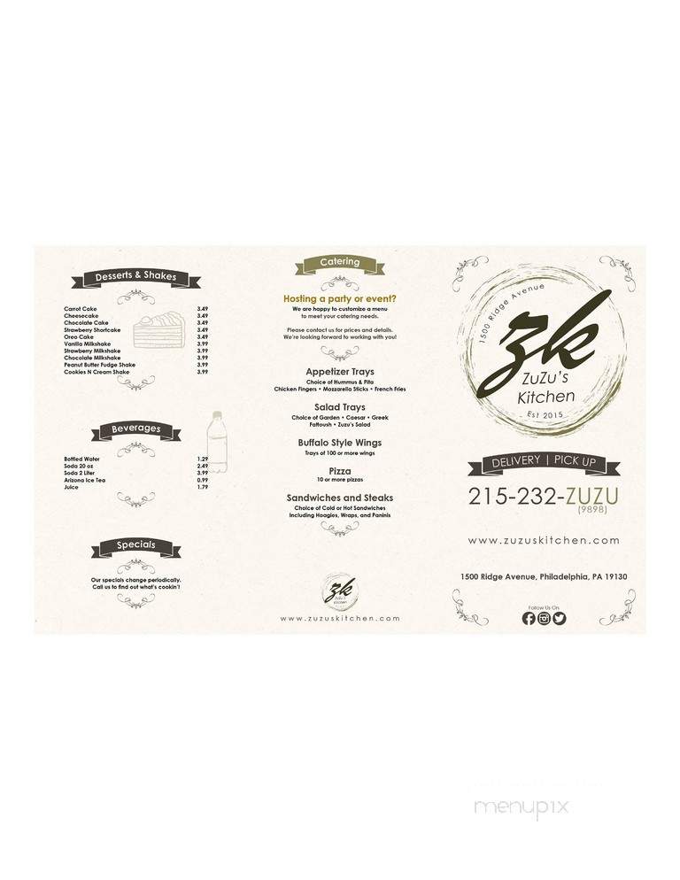 Zuzu's Kitchen - Philadelphia, PA menu_pic
