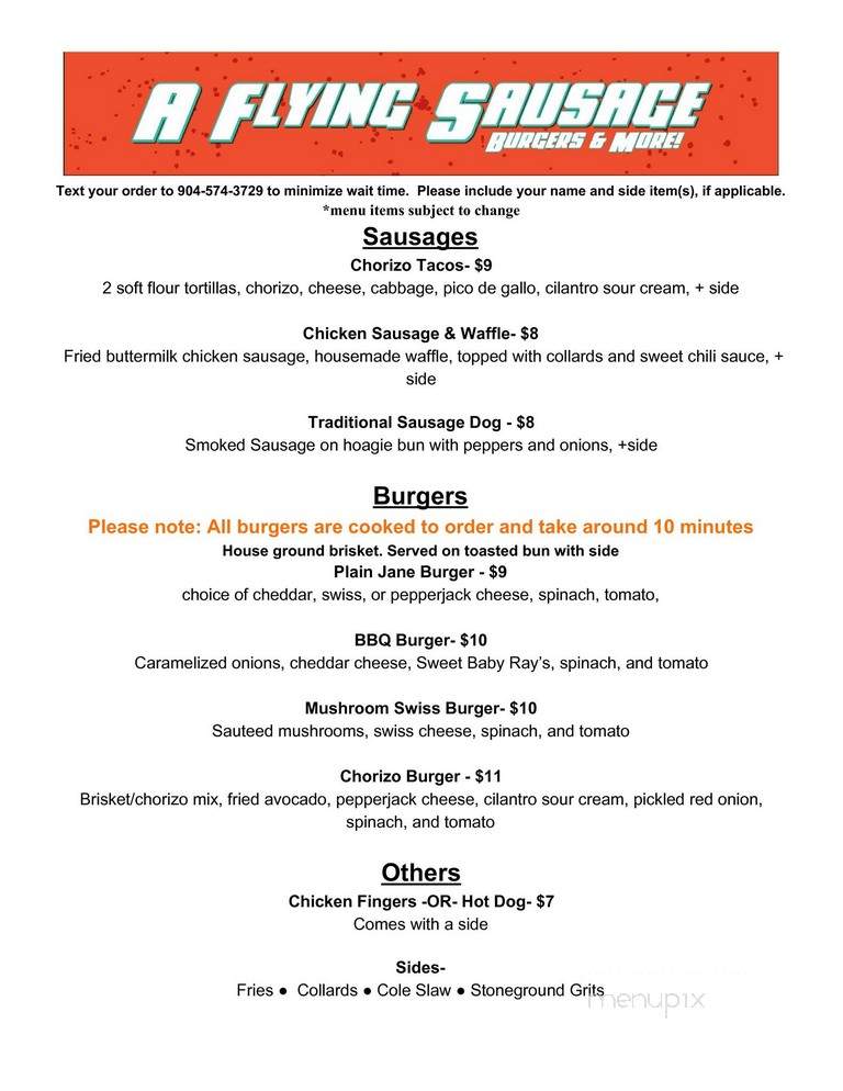 A Flying Sausage - Jacksonville, FL menu_pic