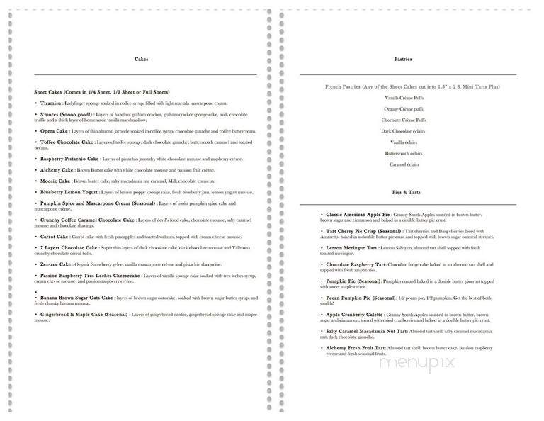 Alchemy of Baking - Gardena, CA menu_pic