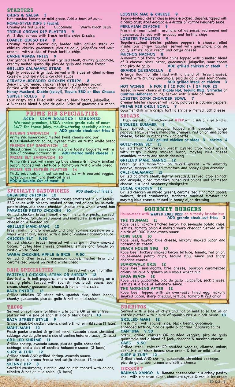 Baja Beach Cafe - Newport Beach, CA menu_pic