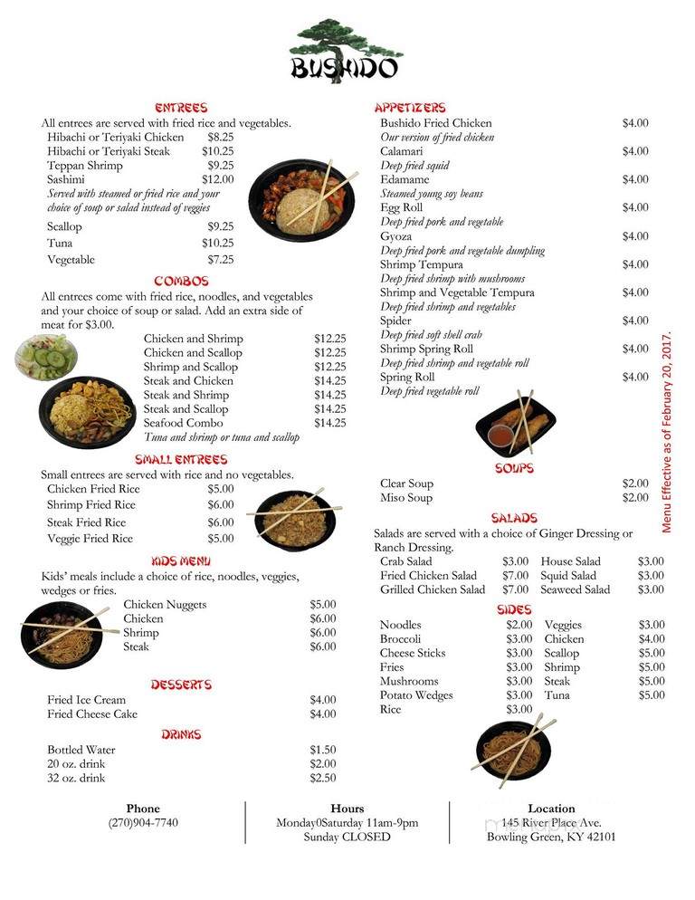 Bushido Express - Bowling Green, KY menu_pic