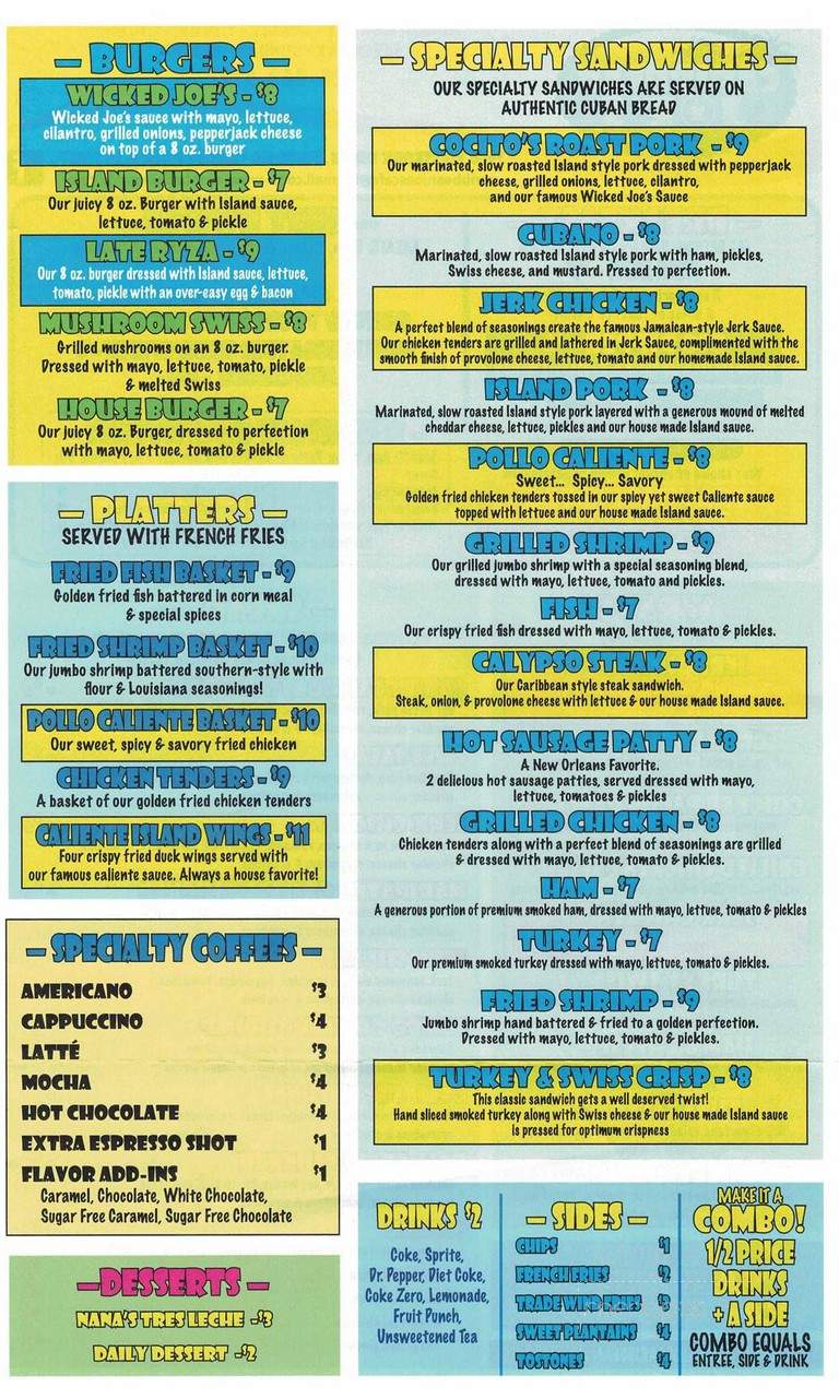Caribbean Joes Cafe - Baton Rouge, LA menu_pic
