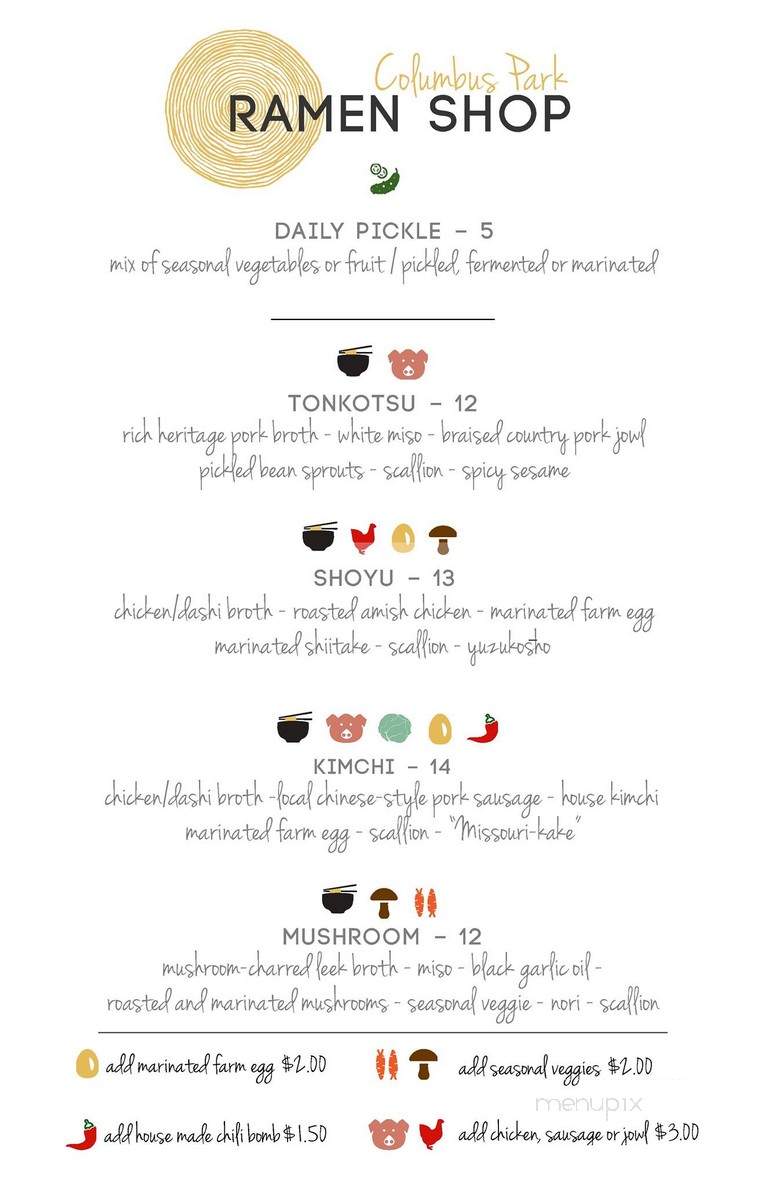 Columbus Park Ramen Shop - Kansas City, MO menu_pic