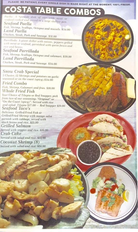 Costa Seafood And Grill - Fort Pierce, FL menu_pic