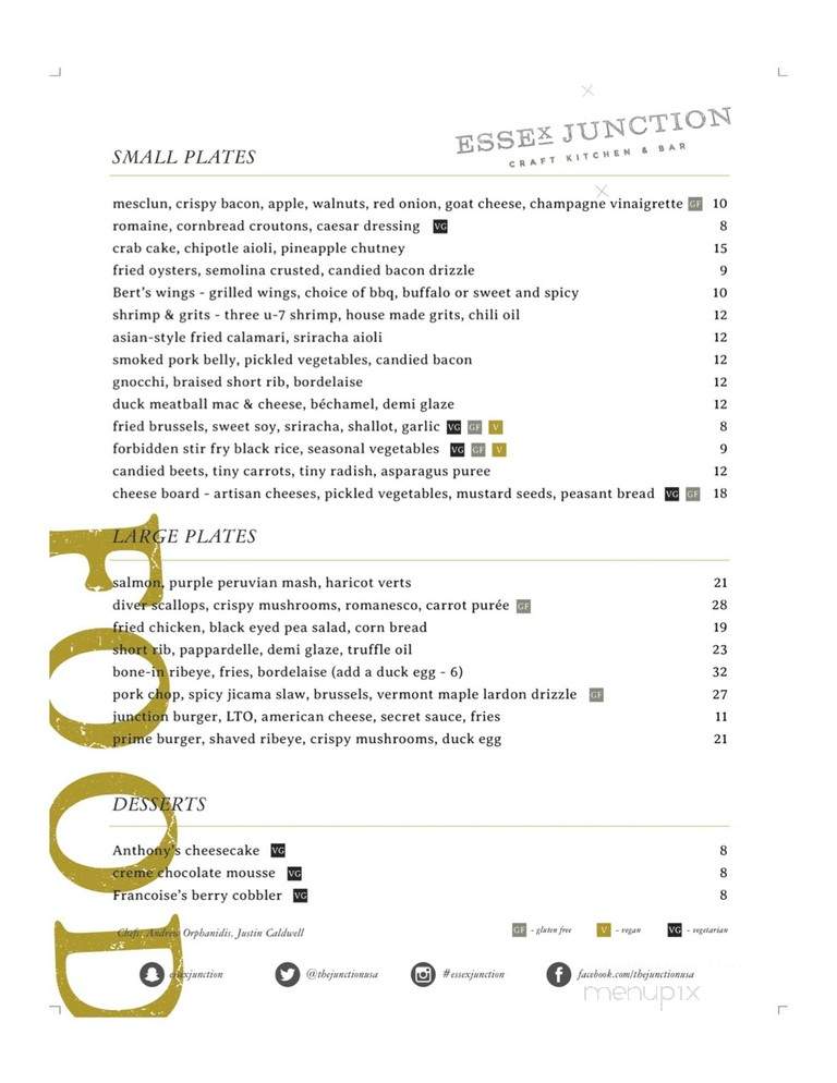Essex Junction Craft Kitchen & Bar - Bloomfield, NJ menu_pic