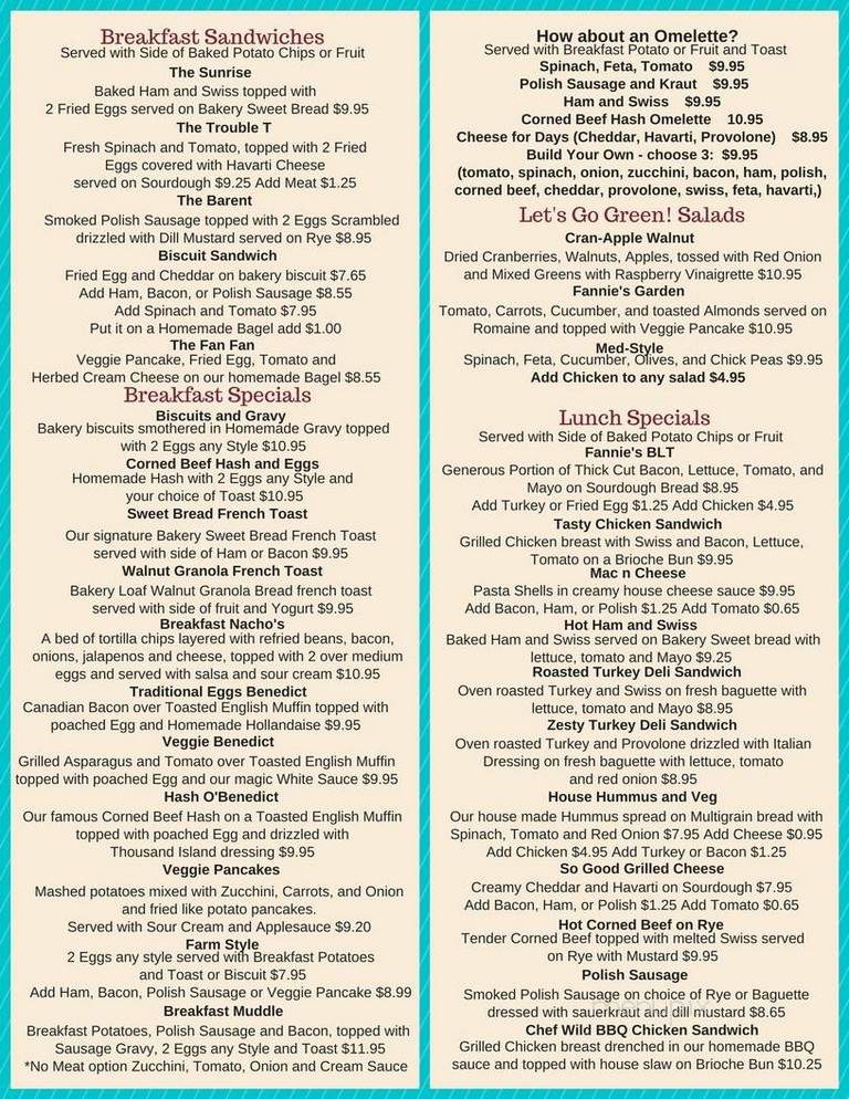 Fannie's - Chicago, IL menu_pic