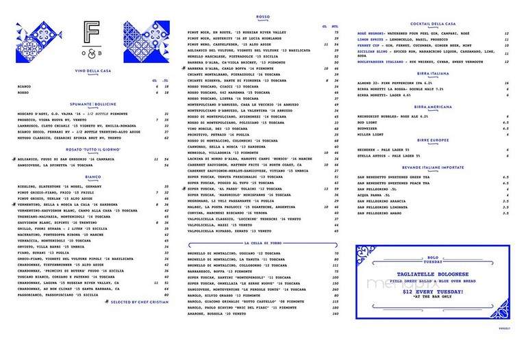 Forno Osteria and Bar - Cincinnati, OH menu_pic