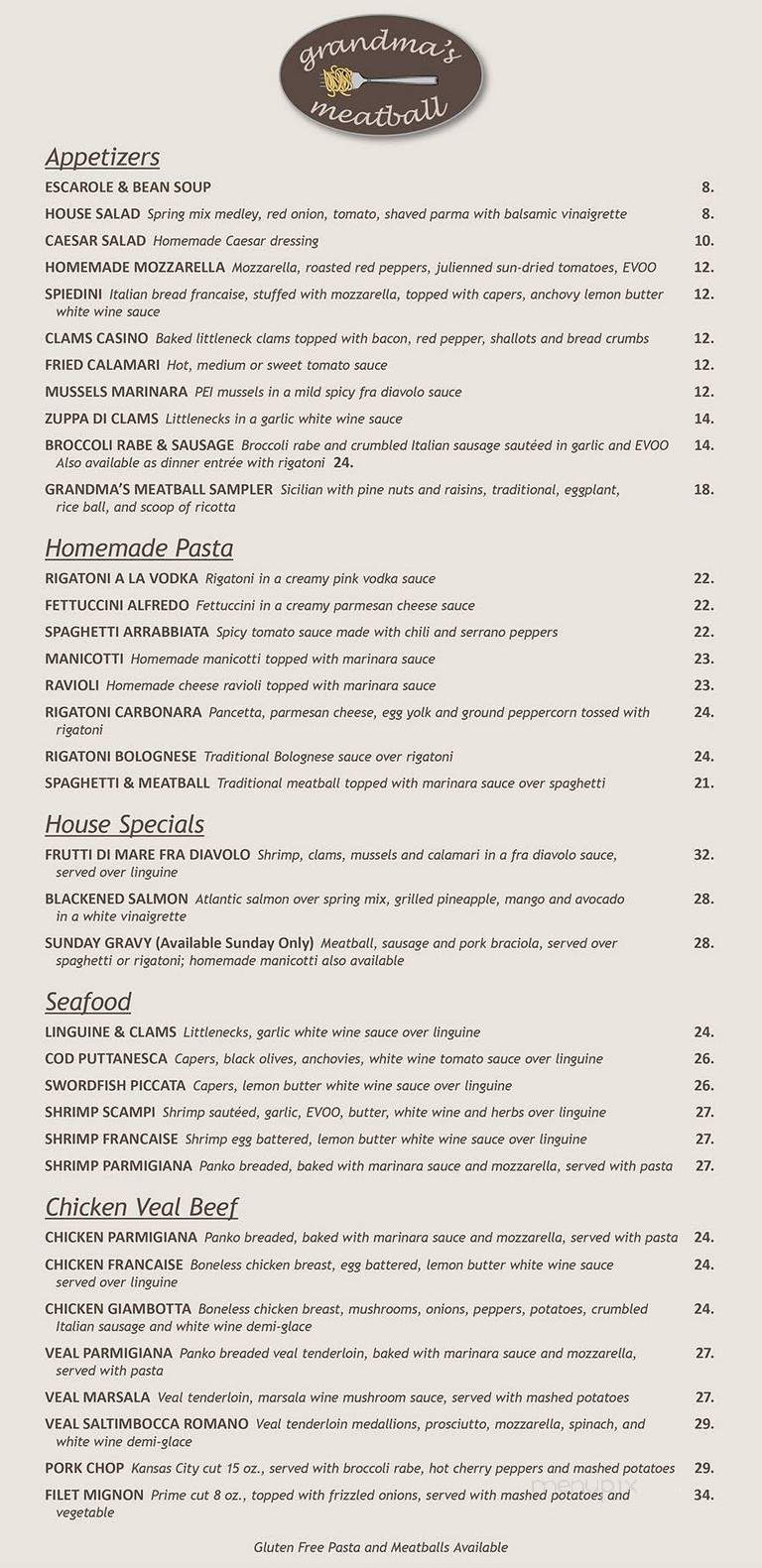 Grandma's Meatball - Manasquan, NJ menu_pic