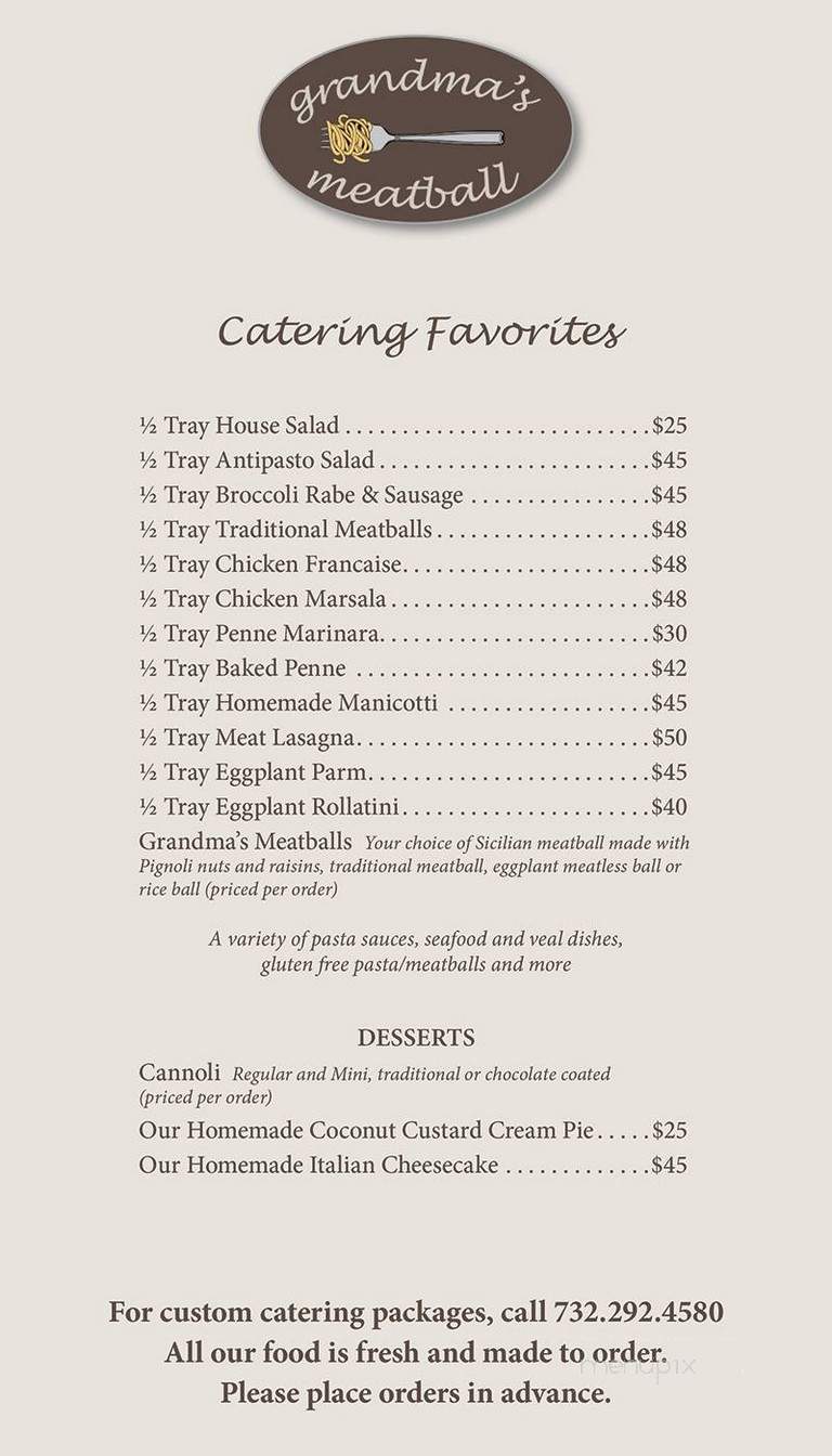 Grandma's Meatball - Manasquan, NJ menu_pic