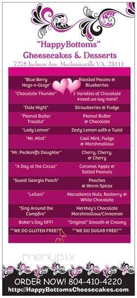HappyBottoms Cheesecakes Desserts and Catering - Mechanicsville, VA menu_pic