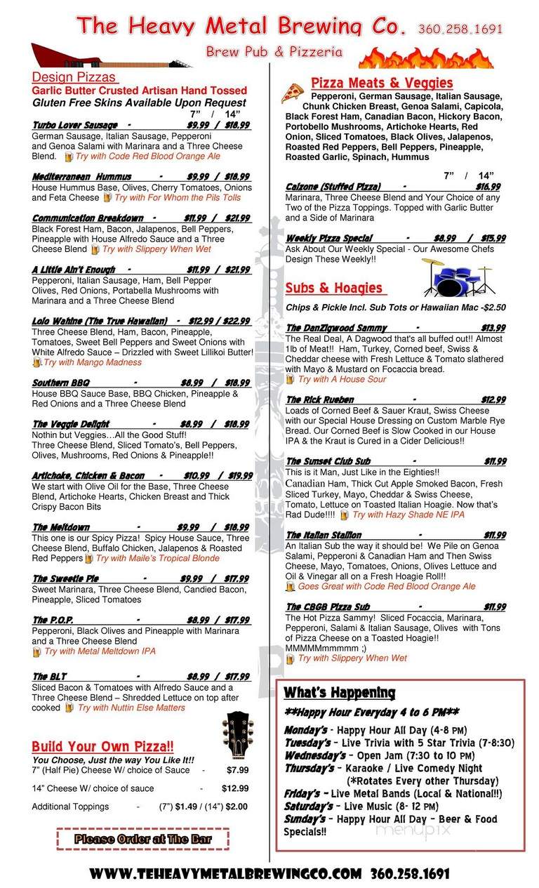Heavy Metal Brewing - Vancouver, WA menu_pic
