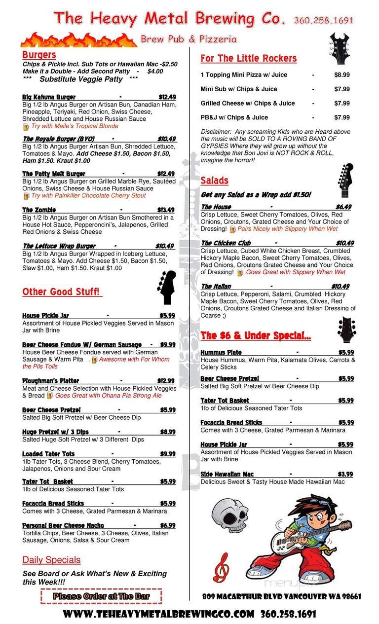 Heavy Metal Brewing - Vancouver, WA menu_pic