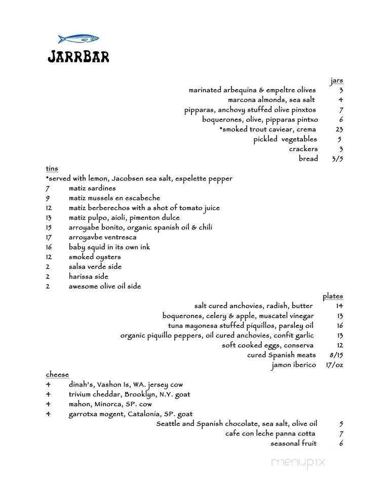 JarrBar - Seattle, WA menu_pic