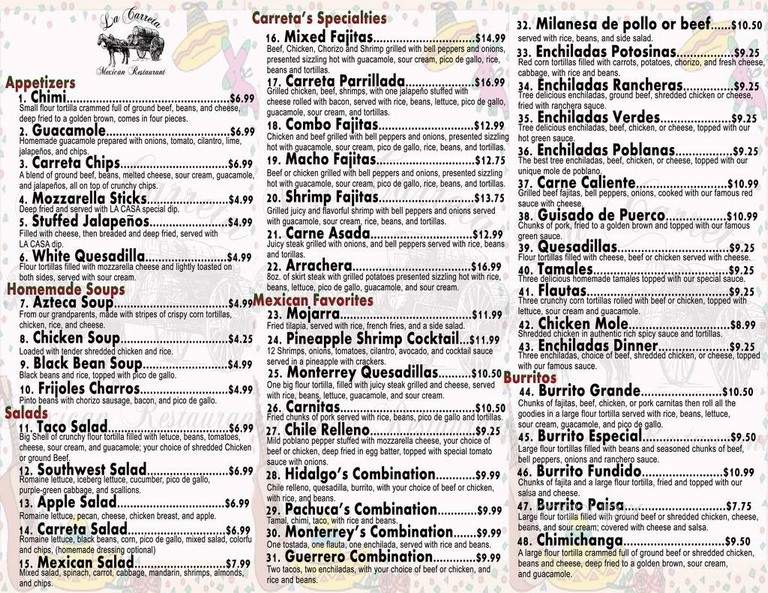 La Carreta - Lakeland, FL menu_pic