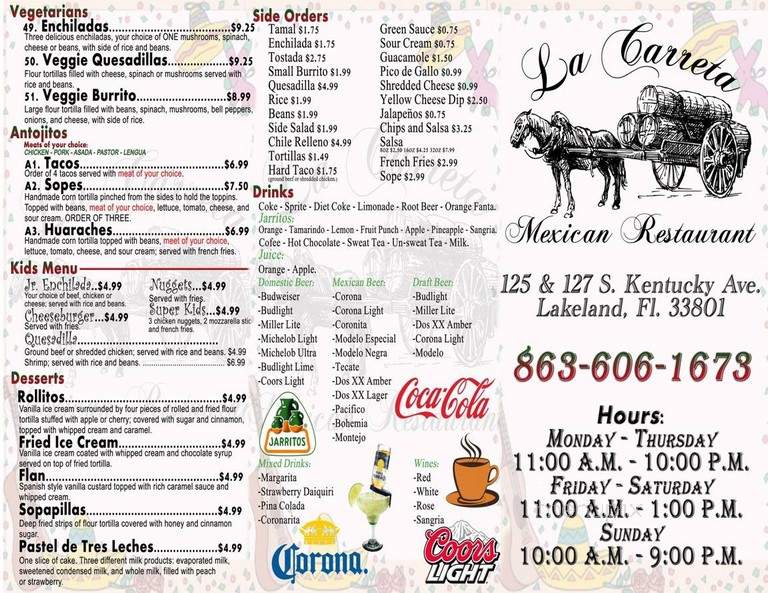 La Carreta - Lakeland, FL menu_pic