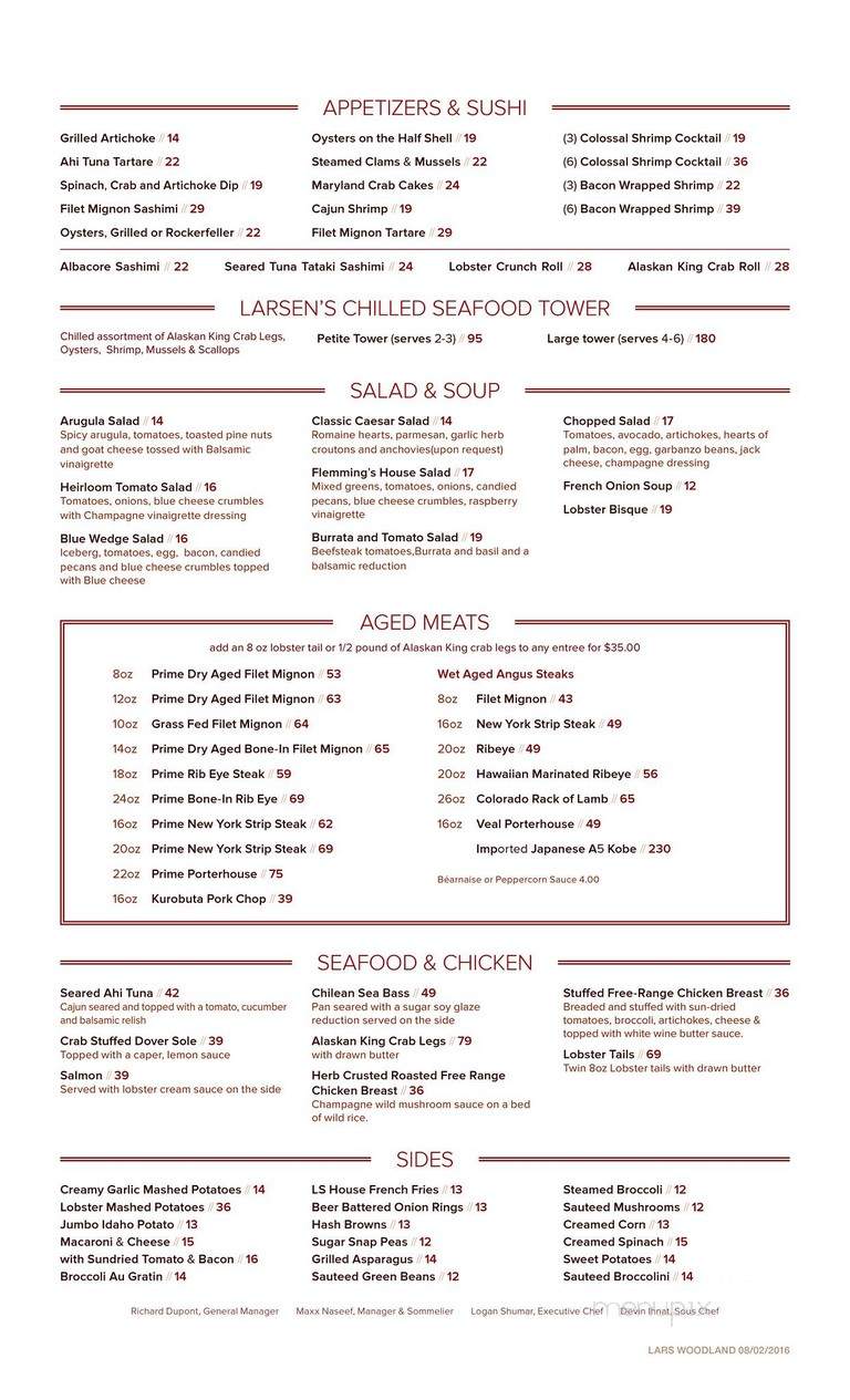 Larsen's Steakhouse - Woodland Hills, CA menu_pic