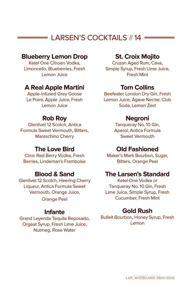Larsen's Steakhouse - Woodland Hills, CA menu_pic