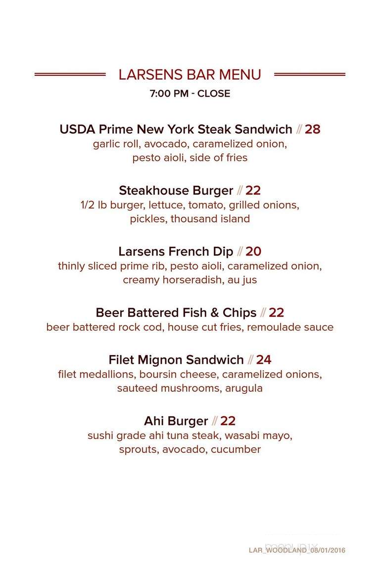 Larsen's Steakhouse - Woodland Hills, CA menu_pic
