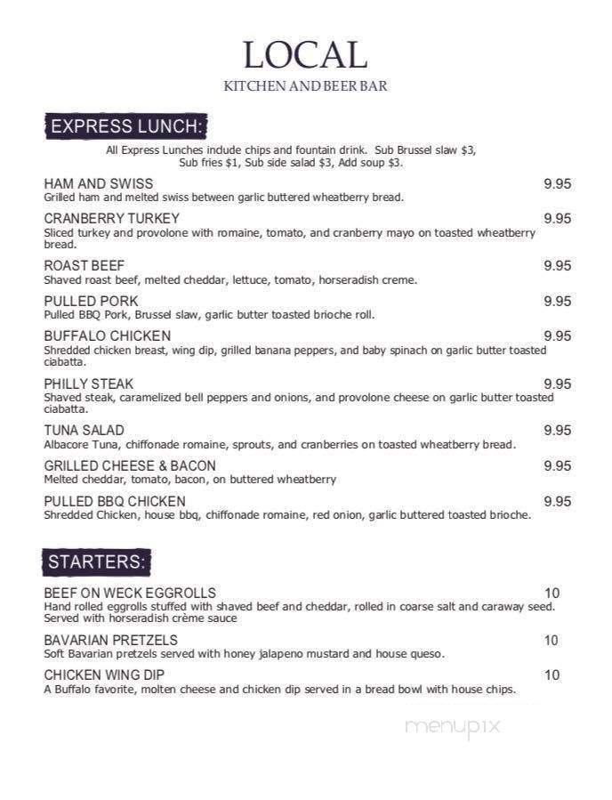 Local kitchen and Beer Bar - Buffalo, NY menu_pic