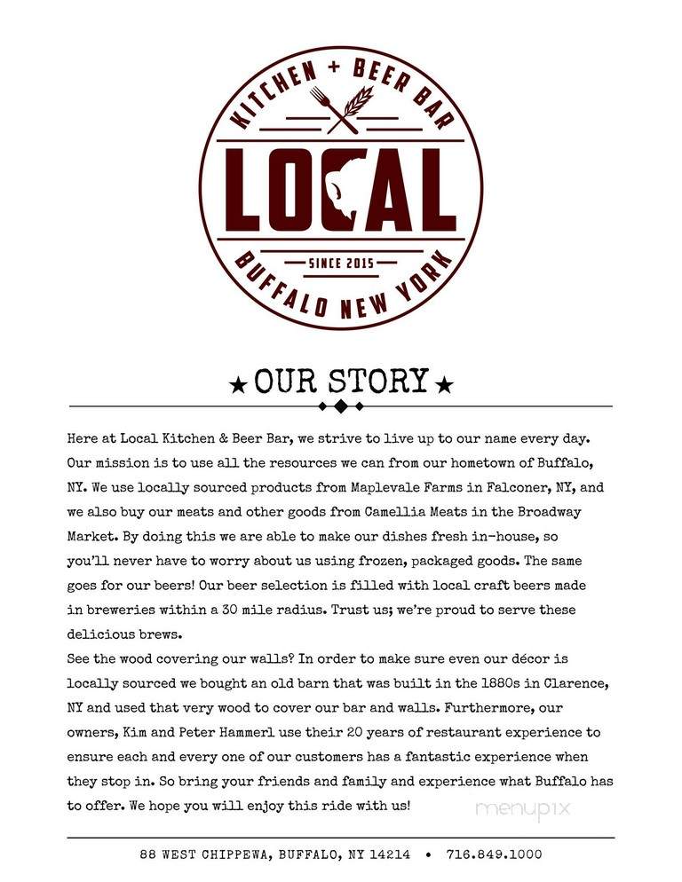 Local kitchen and Beer Bar - Buffalo, NY menu_pic