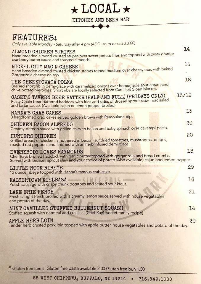 Local kitchen and Beer Bar - Buffalo, NY menu_pic