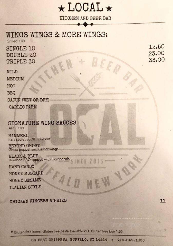 Local kitchen and Beer Bar - Buffalo, NY menu_pic