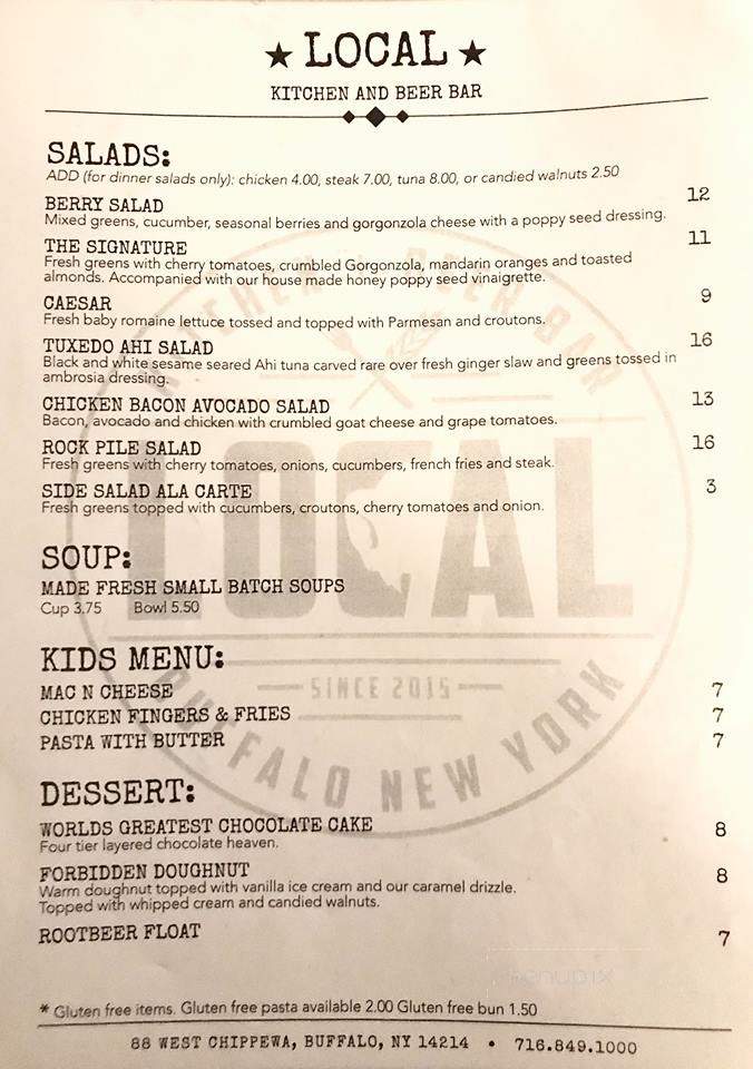 Local kitchen and Beer Bar - Buffalo, NY menu_pic